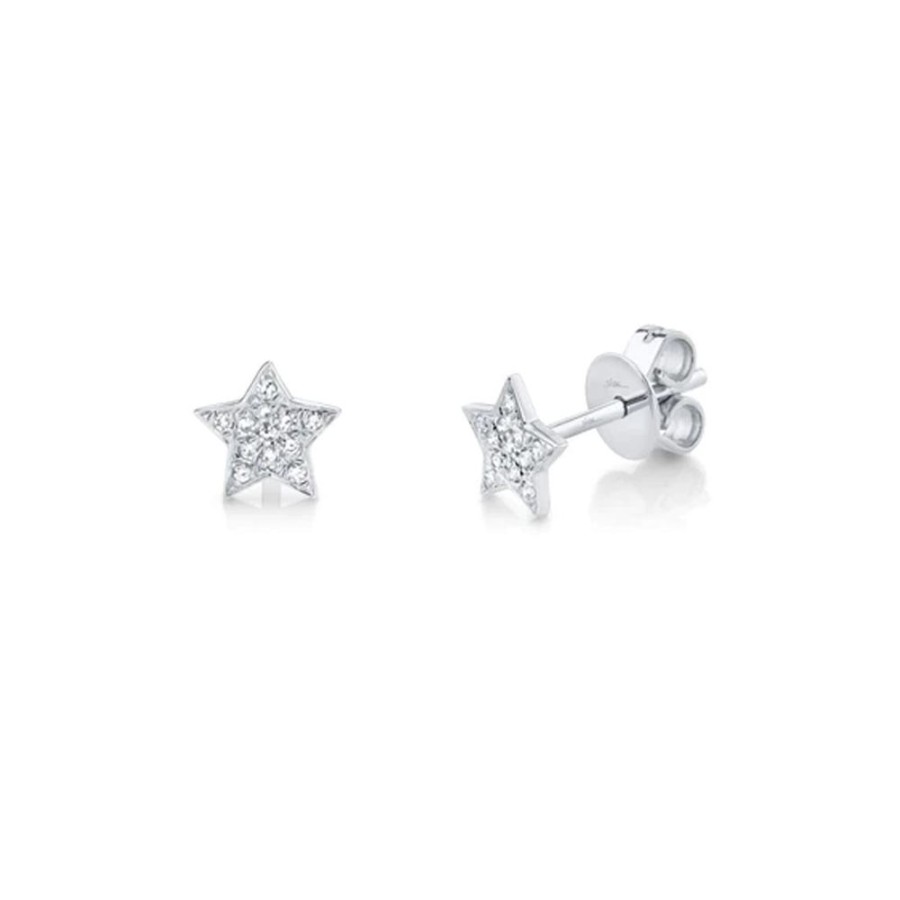 Jewelry SHY CREATION | 14Kw Small Pave Star Studs