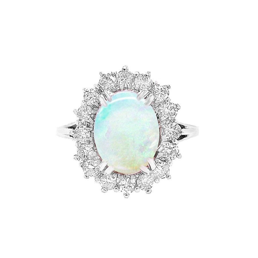 Jewelry NOW AND FOREVER ANTIQUES | 14Kw Gold Vintage Oval Opal &