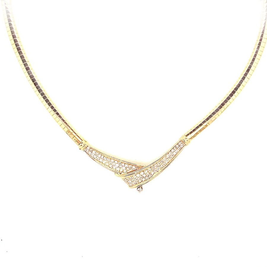 Jewelry ESTATE JEWELRY | Vintage Necklace With Pave Center