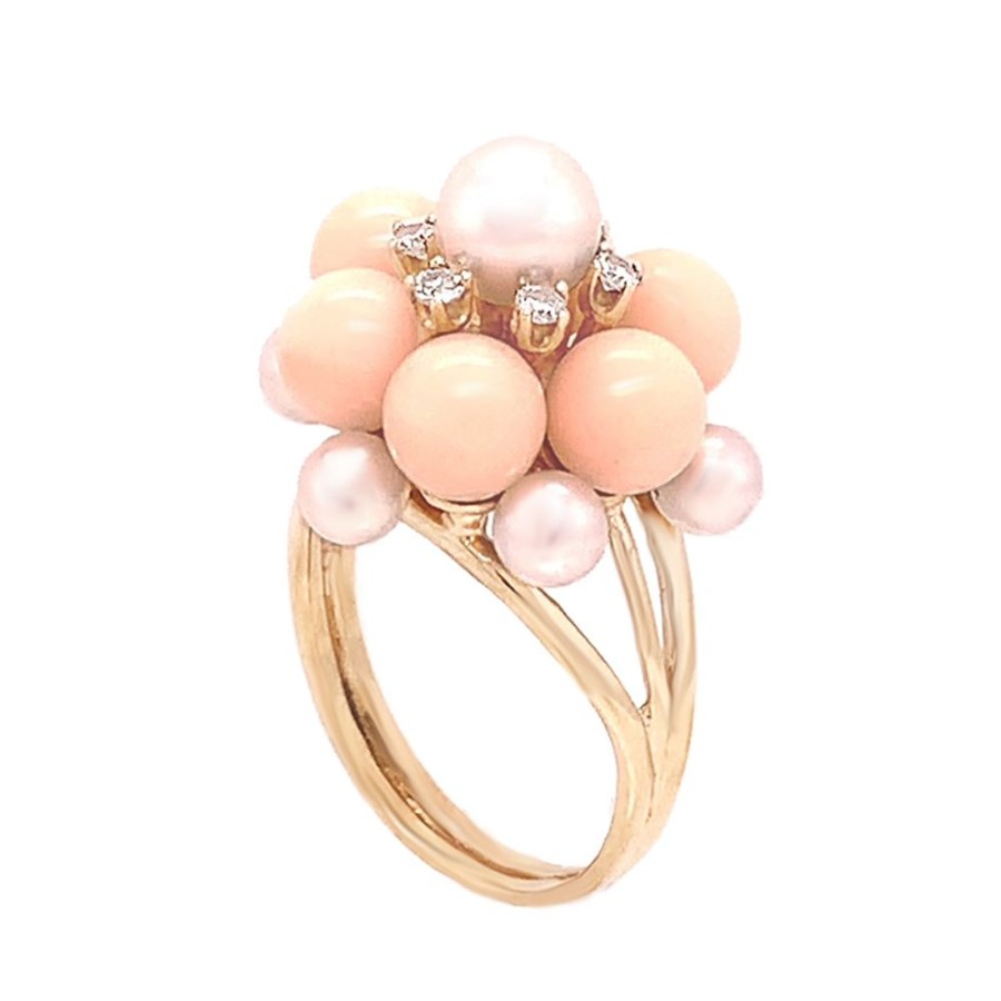 Jewelry ESTATE JEWELRY | Vintage Coral & Pearl Cluster Ring