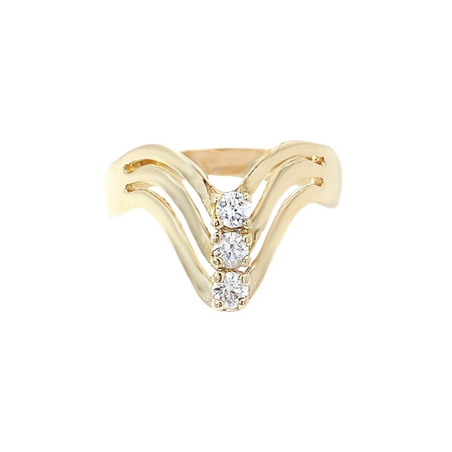 Jewelry ESTATE JEWELRY | Vintage 3-Cz "V" Ring