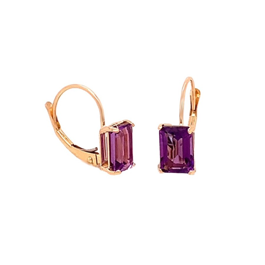 Jewelry QUALITY GOLD OF CINCINNATI | Amethyst Leverback Earrings