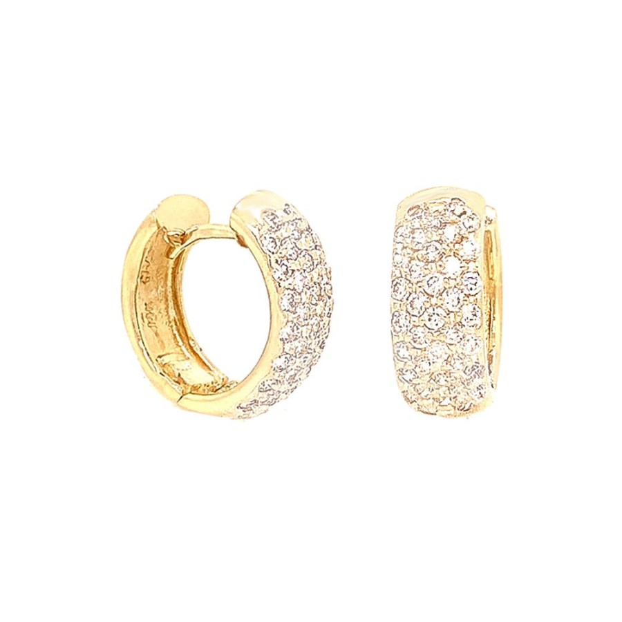 Jewelry ESTATE JEWELRY | Wide Vintage Pave Cz Hoops