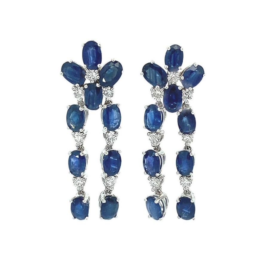 Jewelry MAX JEWELRY INC. | Sapphire Cluster 2-Drop Earrings