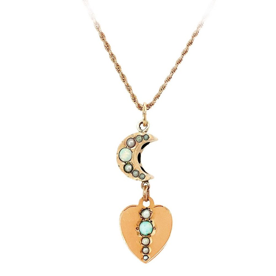 Jewelry ESTATE JEWELRY | Vintage Heart & Moon Pendant