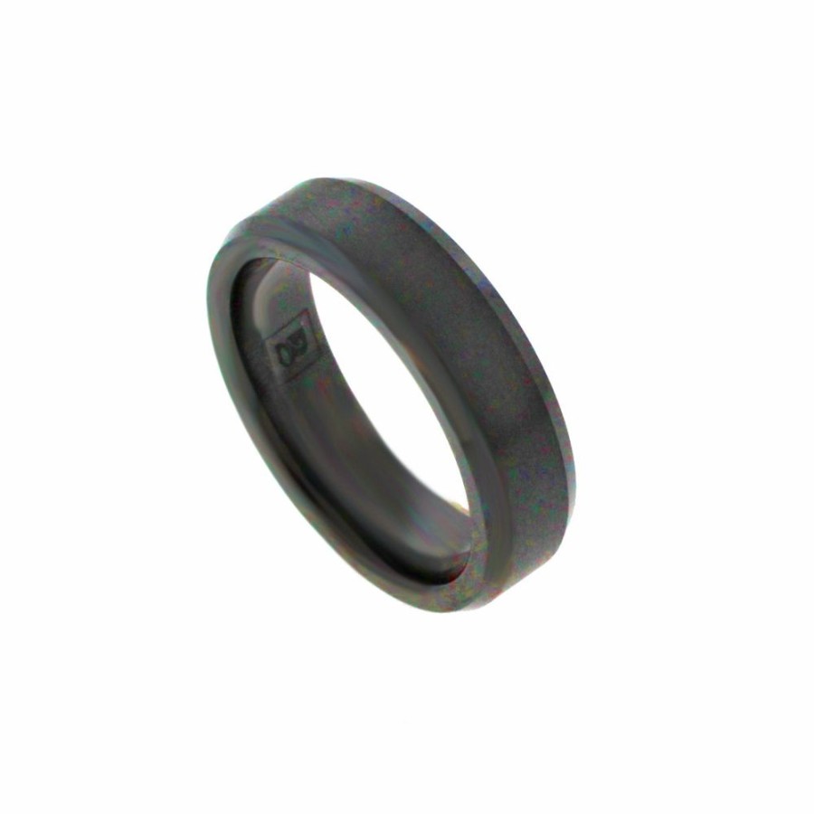 Jewelry HEAVY STONE RINGS | Black Diamond Ceramic 6Mm Flat