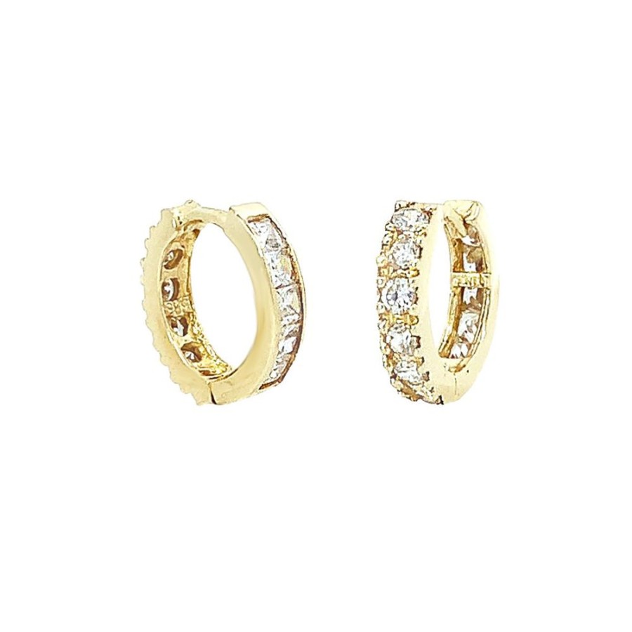 Jewelry ESTATE JEWELRY | Small Vintage Cz Huggie Hoops