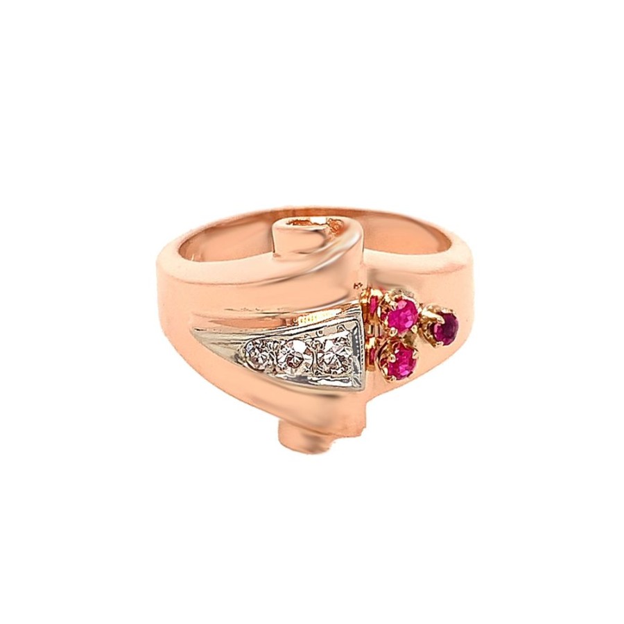 Jewelry ESTATE JEWELRY | Pink Gold "Art Moderne" Ring