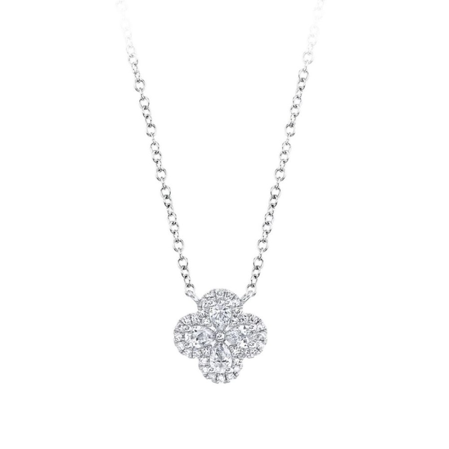 Jewelry SHY CREATION | 14Kw Diamond Clover Necklace