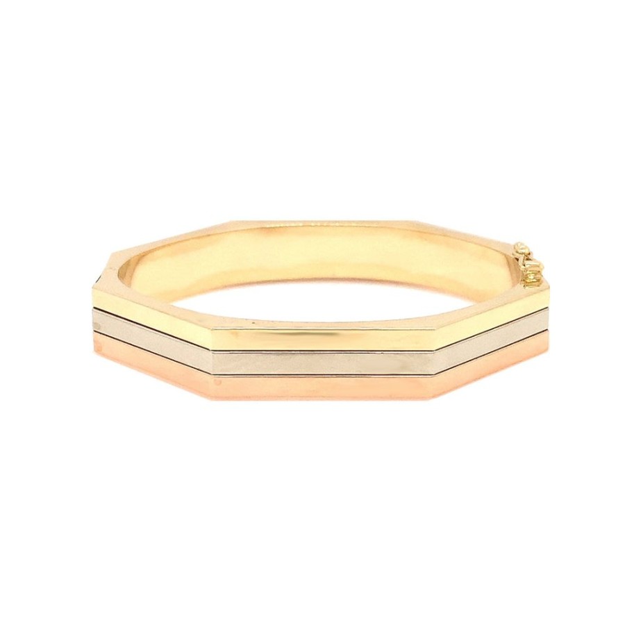 Jewelry ESTATE JEWELRY | Tricolor Vintage Octagon Bangle