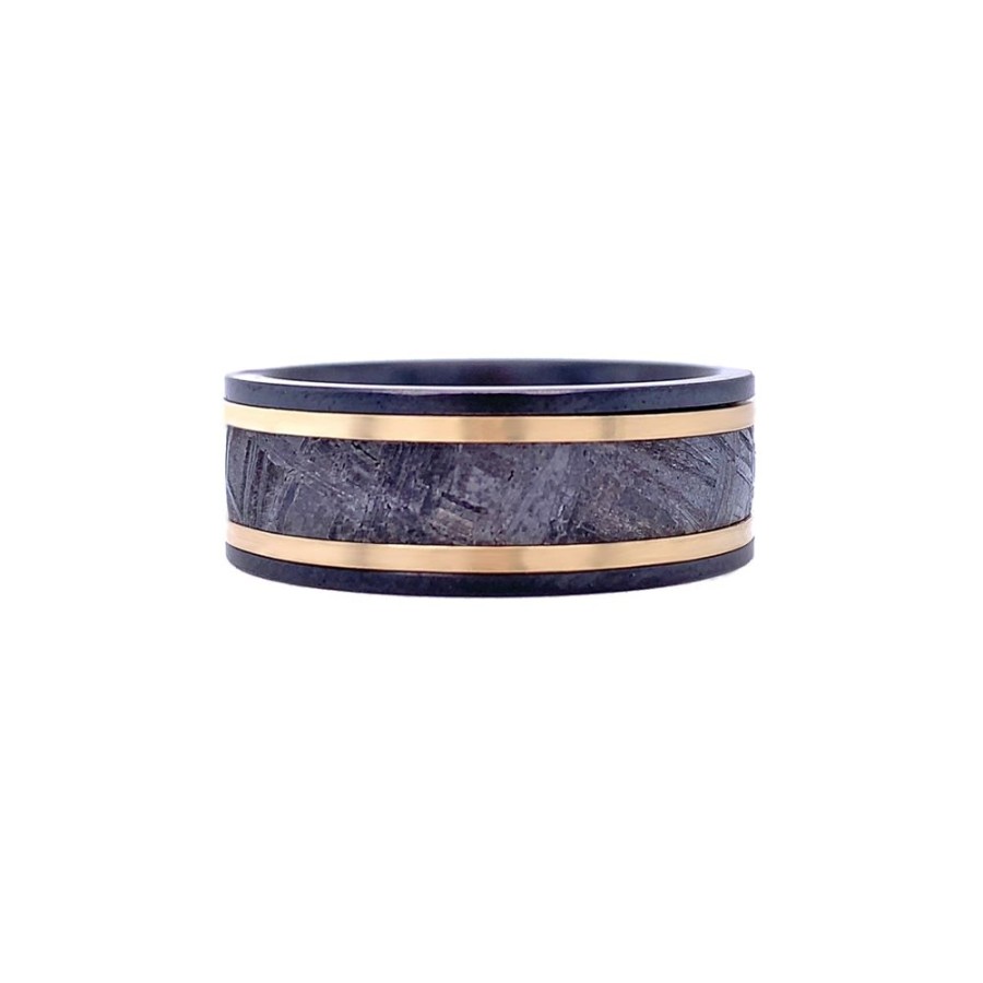 Jewelry HEAVY STONE RINGS | Zirconium, Gold & Meteorite Band