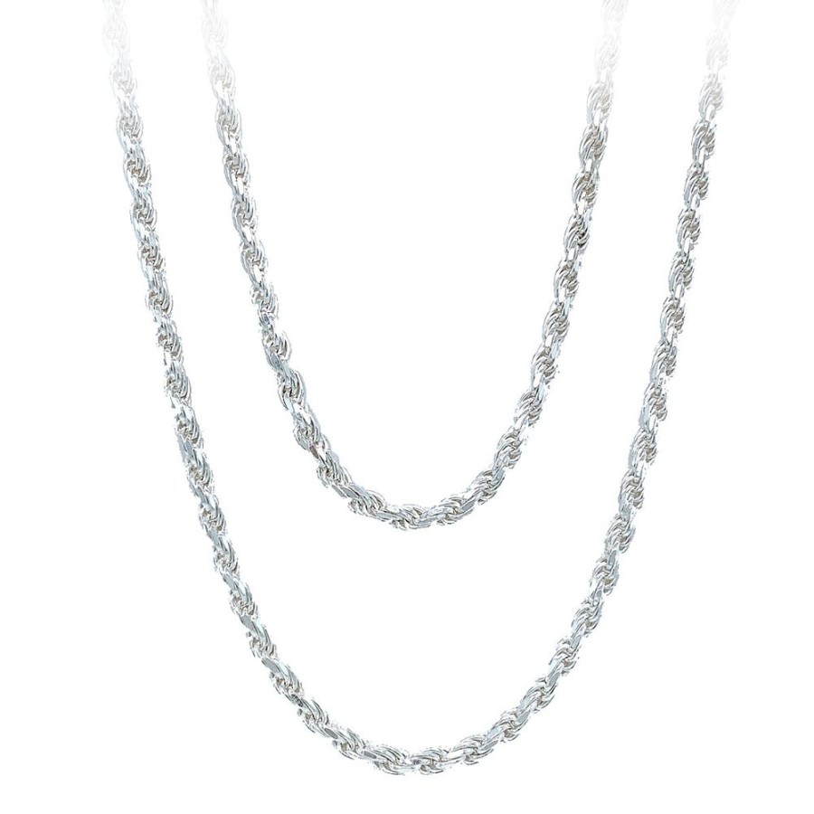 Jewelry ESTATE JEWELRY | Silver 60" Vintage Rope Chain