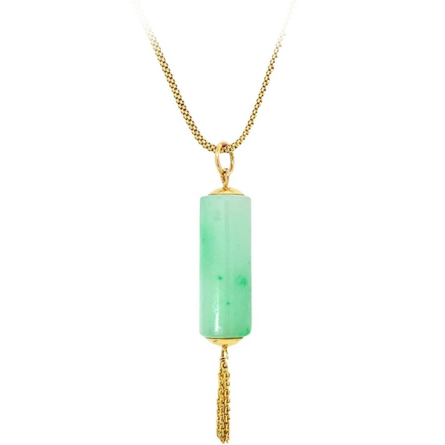 Jewelry ESTATE JEWELRY | Vintage Jade Barrel Pendant