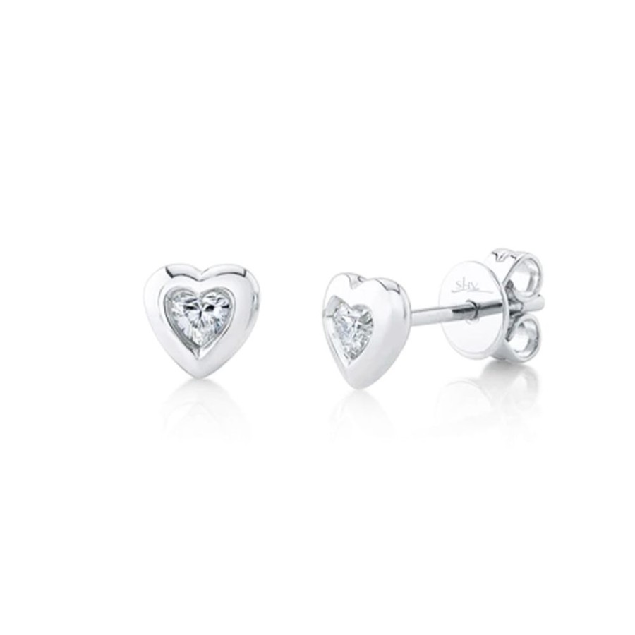 Jewelry SHY CREATION | 14Kw Diamond Heart Studs