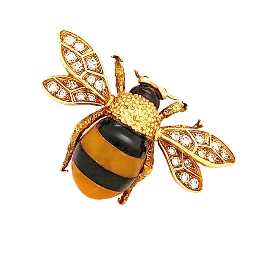 Jewelry JIM'S OF LAMBERTVILLE | Vintage Gemstone & Diam Bee Pin