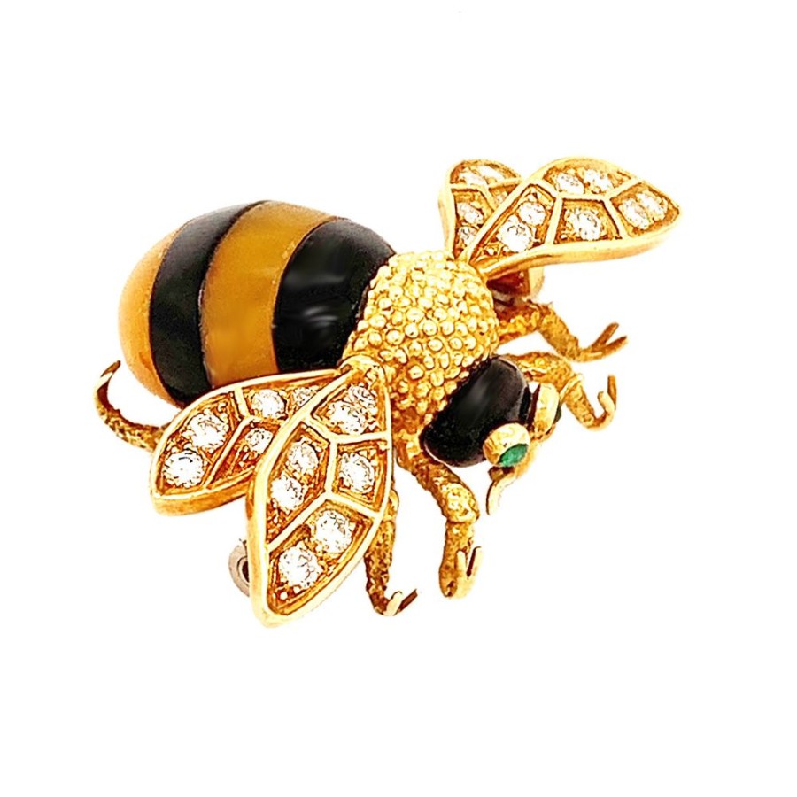 Jewelry JIM'S OF LAMBERTVILLE | Vintage Gemstone & Diam Bee Pin