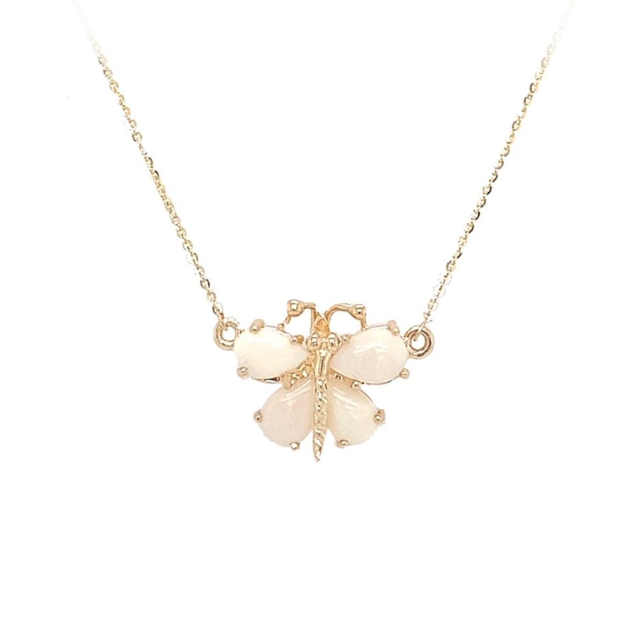 Jewelry ESTATE JEWELRY | Vintage Opal Butterfly Necklace