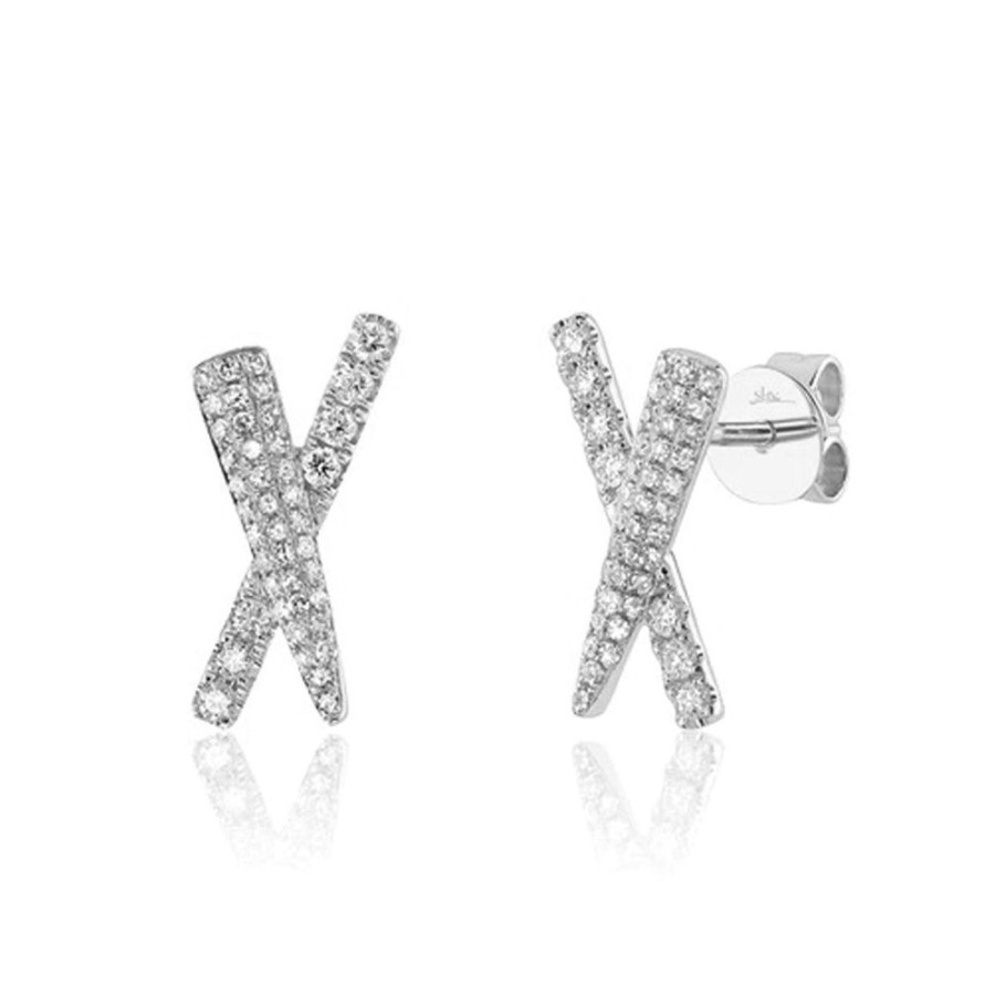 Jewelry SHY CREATION | 14Kw 1/3Ct "X" Stud Earrings