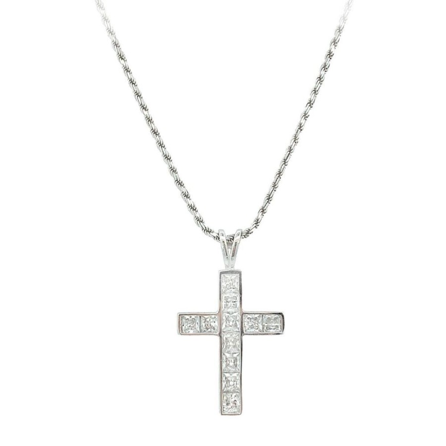 Jewelry ESTATE JEWELRY | Vintage Princess Cz Cross Pendant