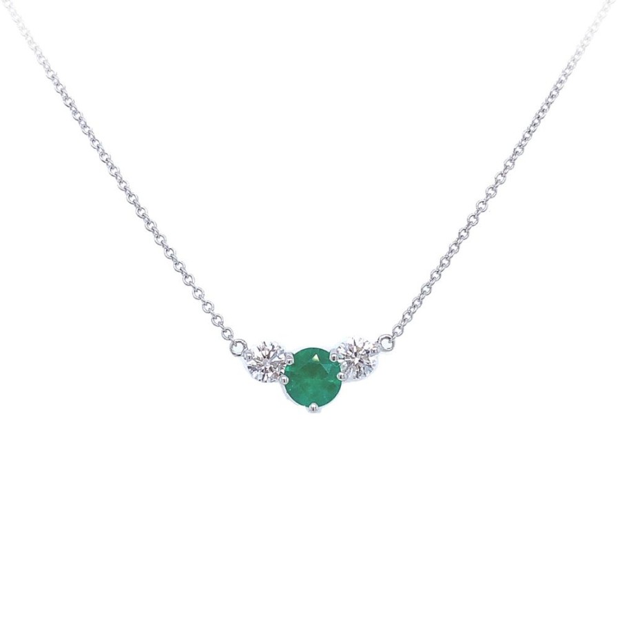 Jewelry SOMERSET MANUFACTURERS INC | 18Kw 3-Stone Emerald Necklace