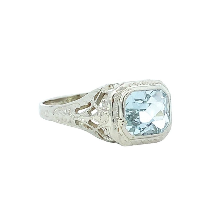 Jewelry ESTATE JEWELRY | Vintage Filigree Aquamarine Ring