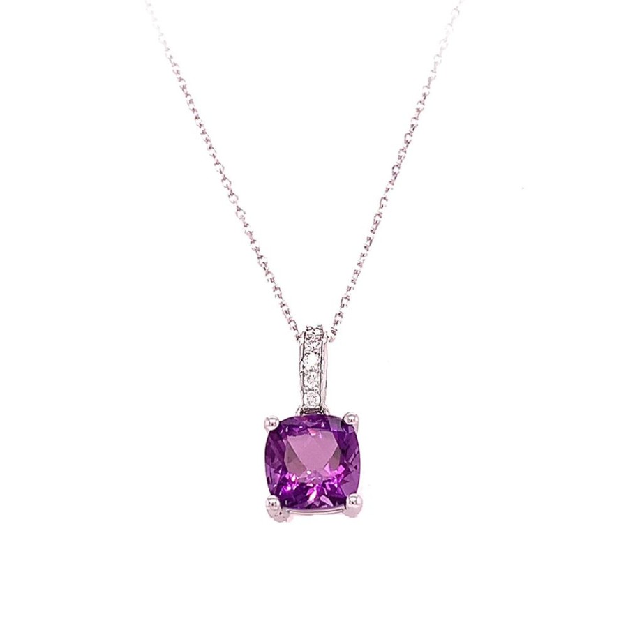 Jewelry QUALITY GOLD OF CINCINNATI | Amethyst & Diamond Pendant