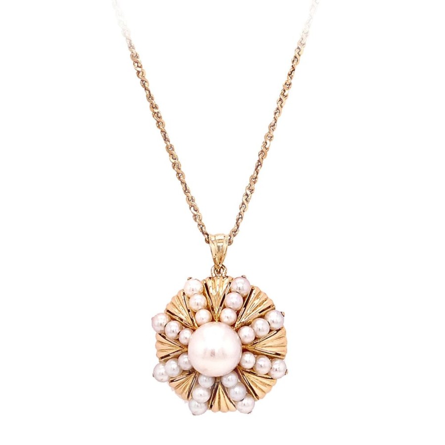 Jewelry ESTATE JEWELRY | 14Ky Gold 25" Vintage Pearl "S