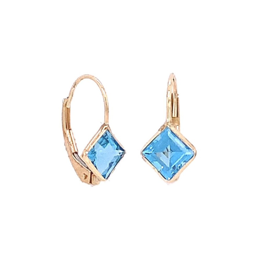 Jewelry JEWELMAK | Square Blue Topaz Earrings