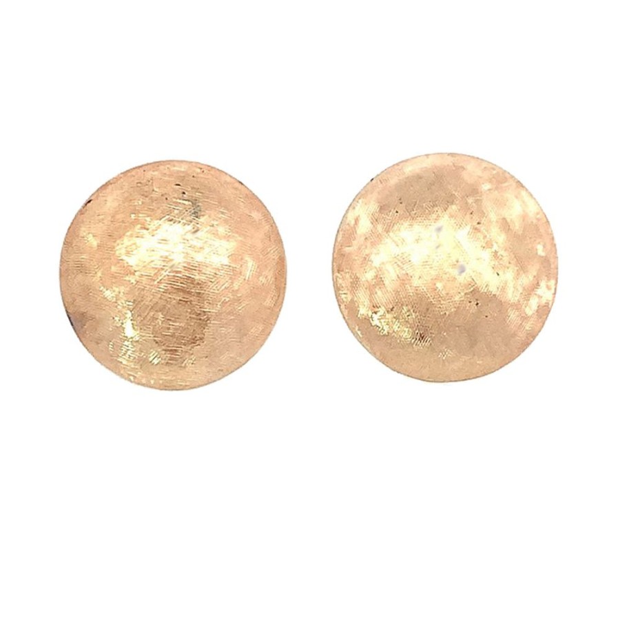 Jewelry ESTATE JEWELRY | 14Ky Round Vintage Button Earrings