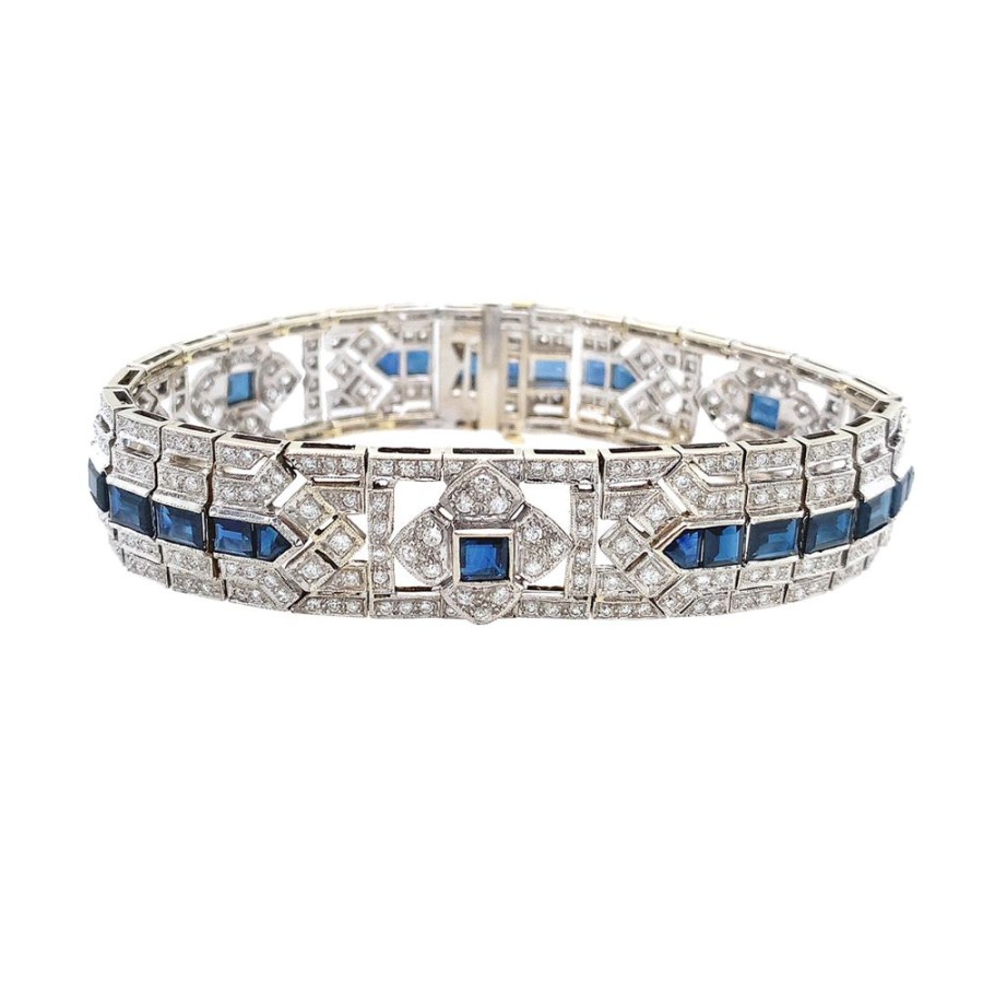 Jewelry ANTIQUE REFLECTIONS | Sapphire & Diam Art Deco Bracelet