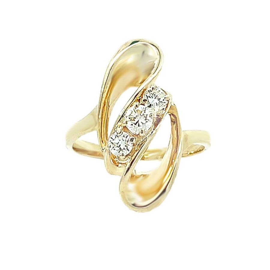 Jewelry ESTATE JEWELRY | 14Ky Vintage 3-Diamond Swirl Ring