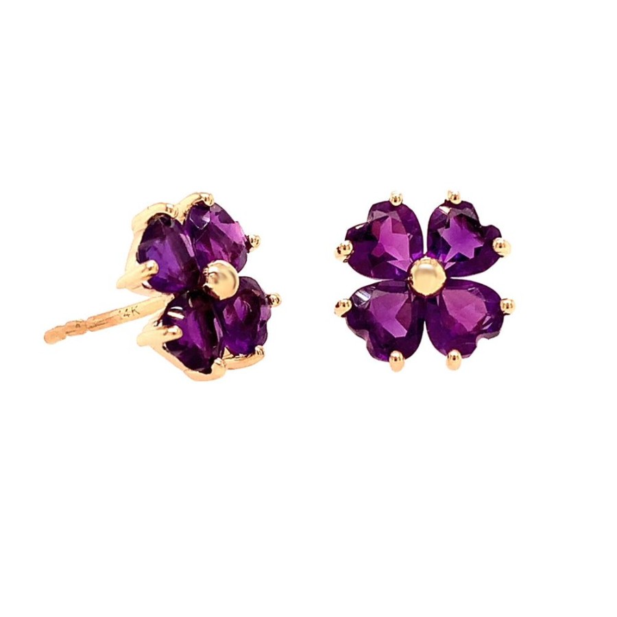 Jewelry QUALITY GOLD OF CINCINNATI | Amethyst Clover Stud Earrings