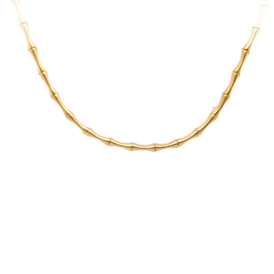 Jewelry ESTATE JEWELRY | Vintage Gold Bamboo Link Necklace