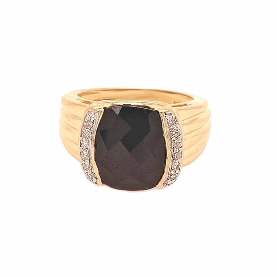 Jewelry ESTATE JEWELRY | Vintage 14Ky Cushion Onyx Ring