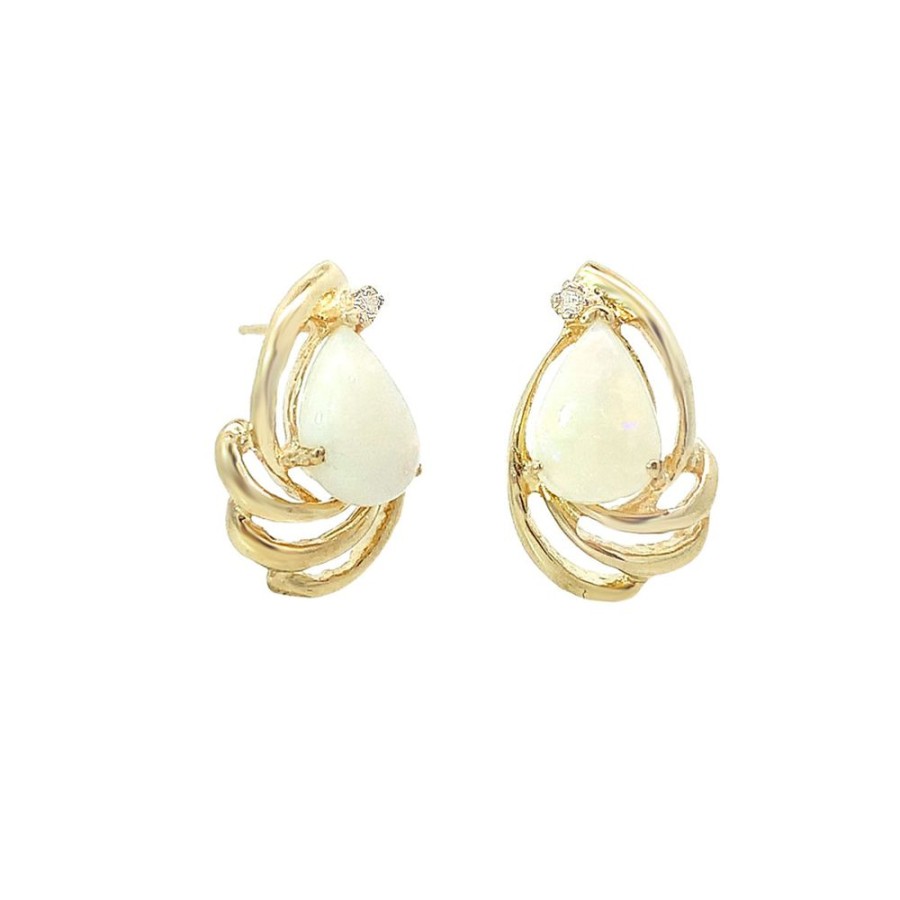 Jewelry ESTATE JEWELRY | Vintage Pear Opal Earrings