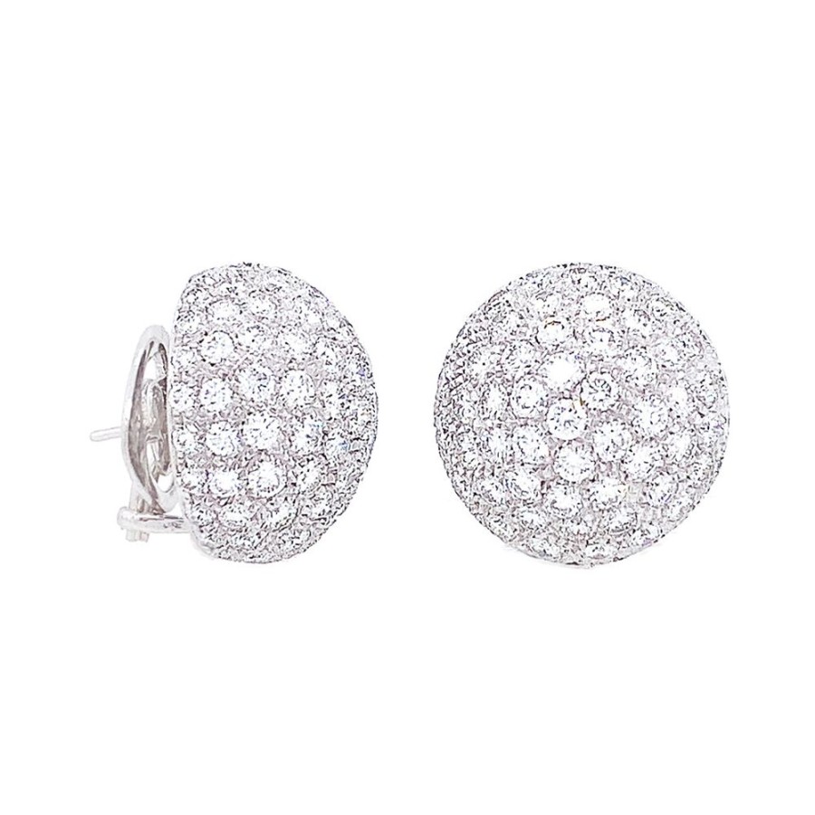 Jewelry ESTATE JEWELRY | 18Kw Vintage Lge Pave Dome Earrings