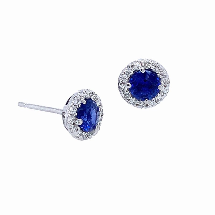 Jewelry SOMERSET MANUFACTURERS INC | Round Sapphire Halo Earrings