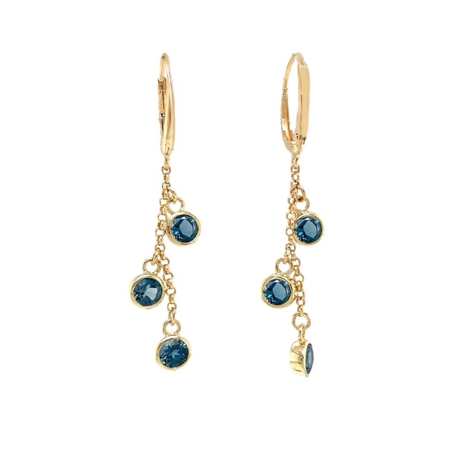 Jewelry JEWELMAK | Blue Topaz Triple Drop Earrings