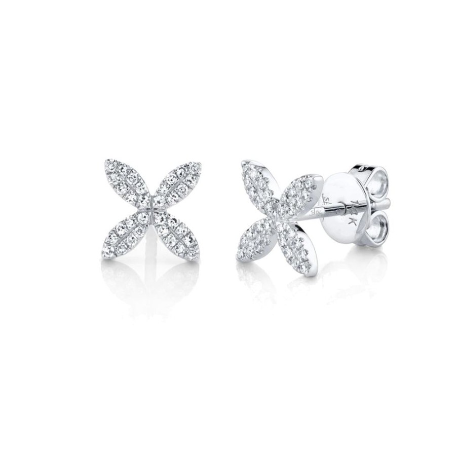 Jewelry SHY CREATION | 14Kw Diamond Flower Studs