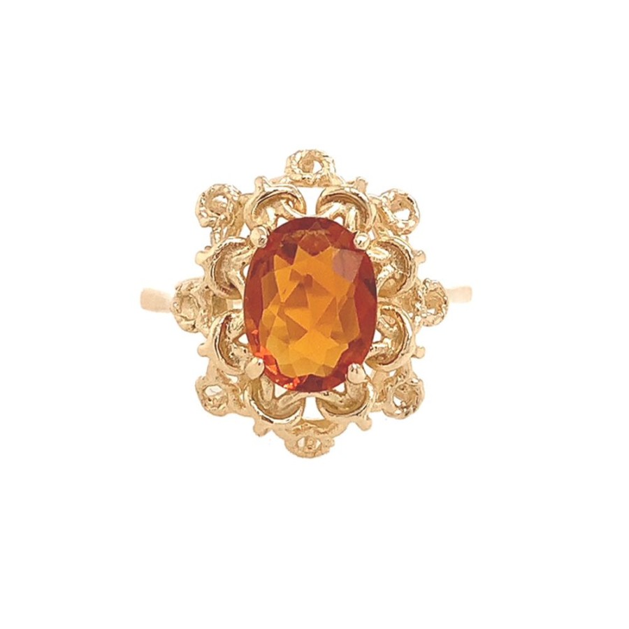 Jewelry ESTATE JEWELRY | 14Ky Gold Vintage Oval Citrine