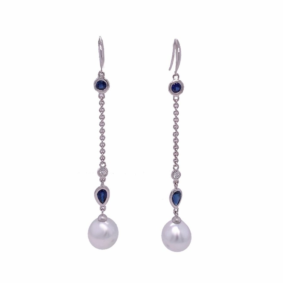 Jewelry SEABRITE IMPORTS INC | Long Pearl & Sapphire Drops