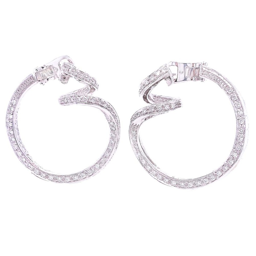 Jewelry ESTATE JEWELRY | 18Kw Vintage Damiani Diamond Hoops