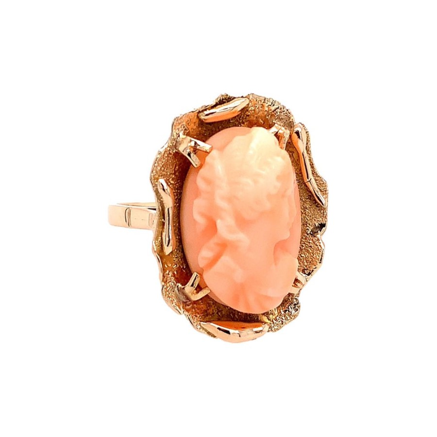 Jewelry ESTATE JEWELRY | Vintage Pink Coral Cameo Ring