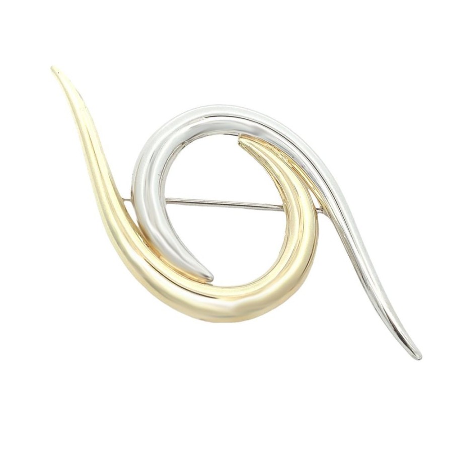 Jewelry ESTATE JEWELRY | 2-Tone Vintage Large Swirl Pin