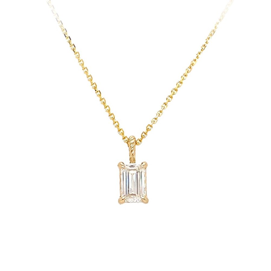 Jewelry ESTATE JEWELRY | 3/4Ct Emerald-Cut Diamond Pendant