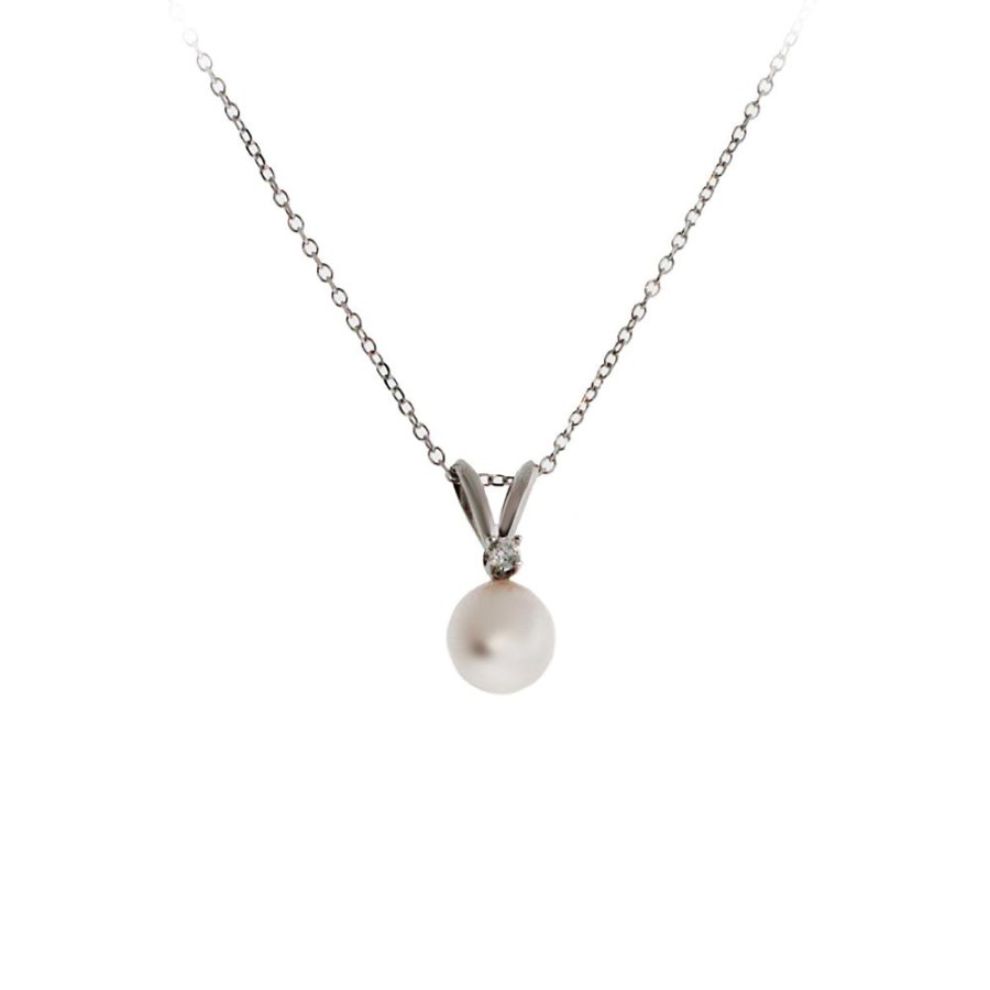 Jewelry SEABRITE IMPORTS INC | 14Kw Pearl & Diamond Pendant