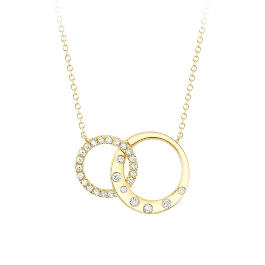 Jewelry SHY CREATION | 14Ky Double Diamond Circle Necklace