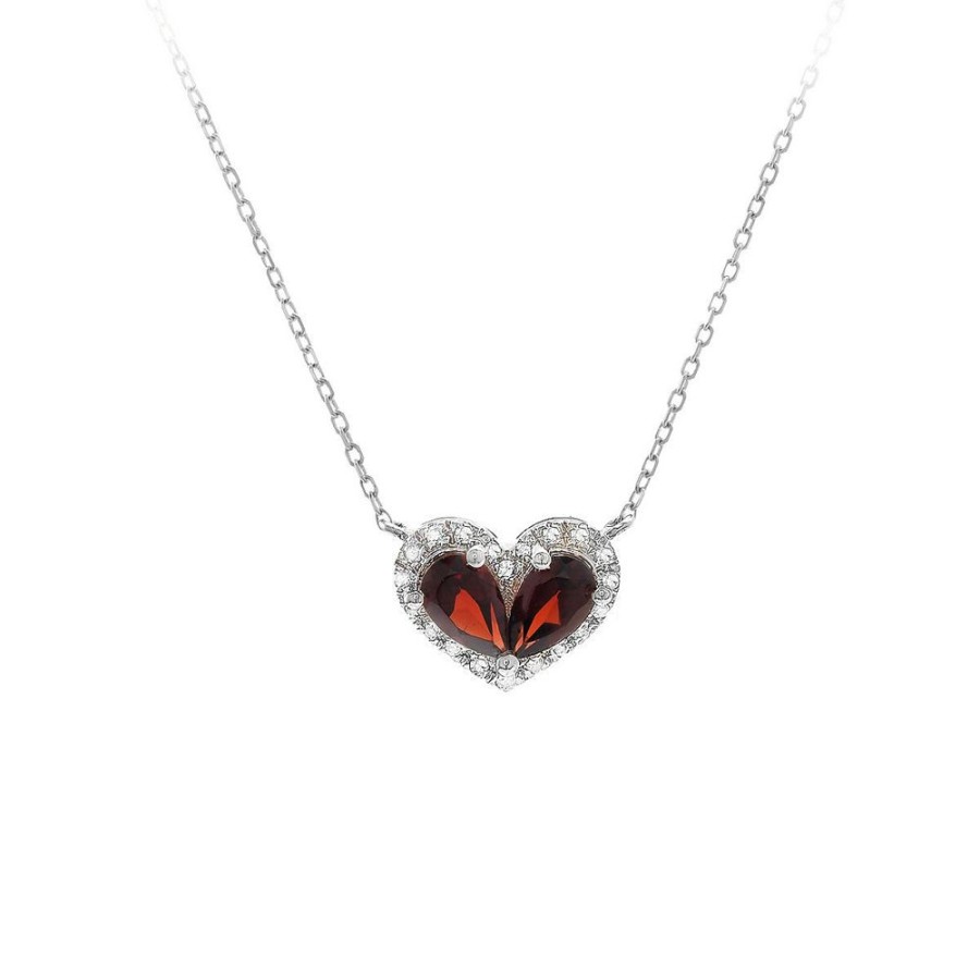 Jewelry LAU INTERNATIONAL, INC. | Silver Garnet Heart Necklace