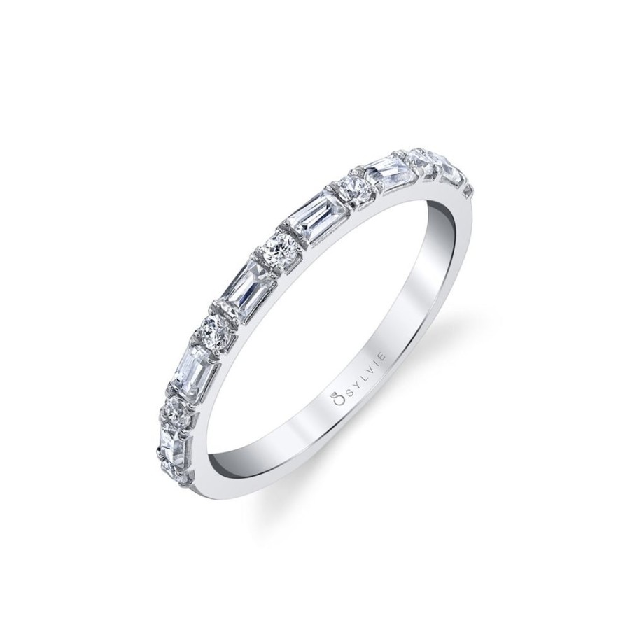 Jewelry SYLVIE-SPECTRUM CORP | 14Kw Baguette & Round Diamond Band