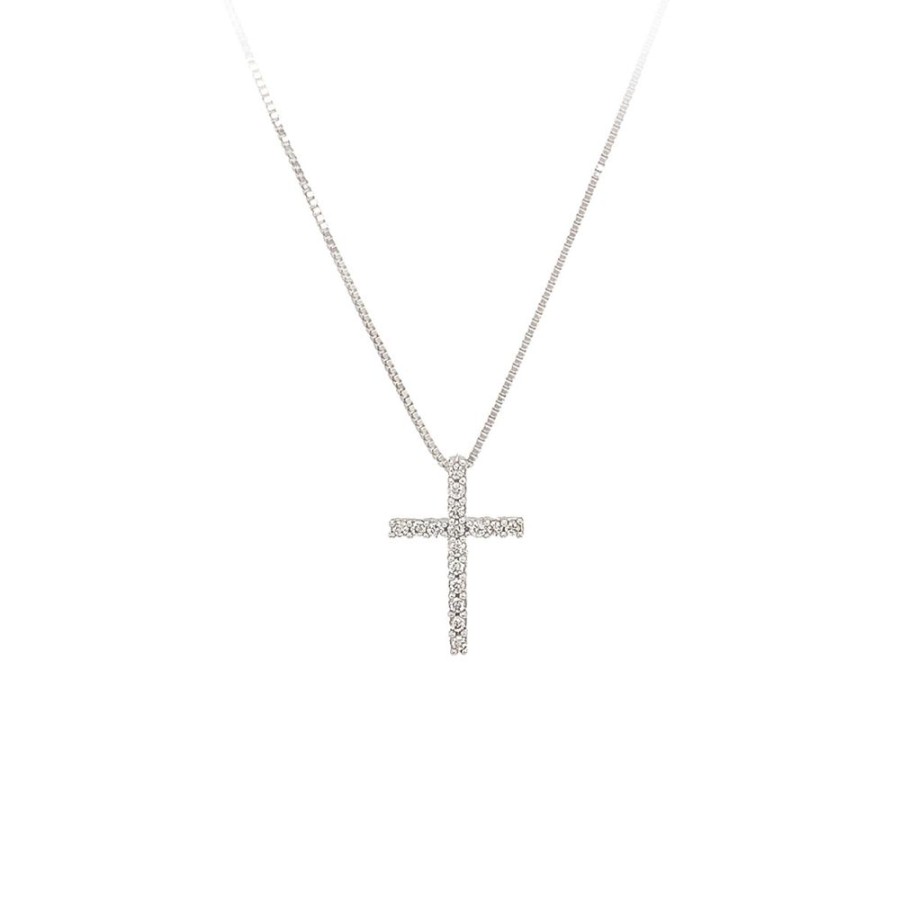 Jewelry IDD USA LLC | 14Kw Small 1/10Ct Diamond Cross